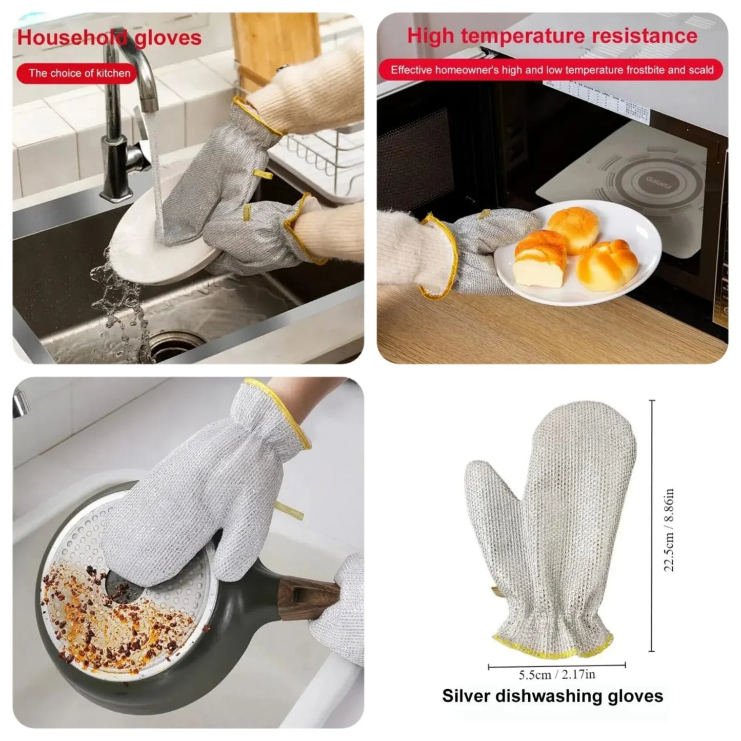 🧤 Steel Wire Cleaning Glove Pair (Pack of 2) – Tough on Dirt, Gentle on Hands 💪✨