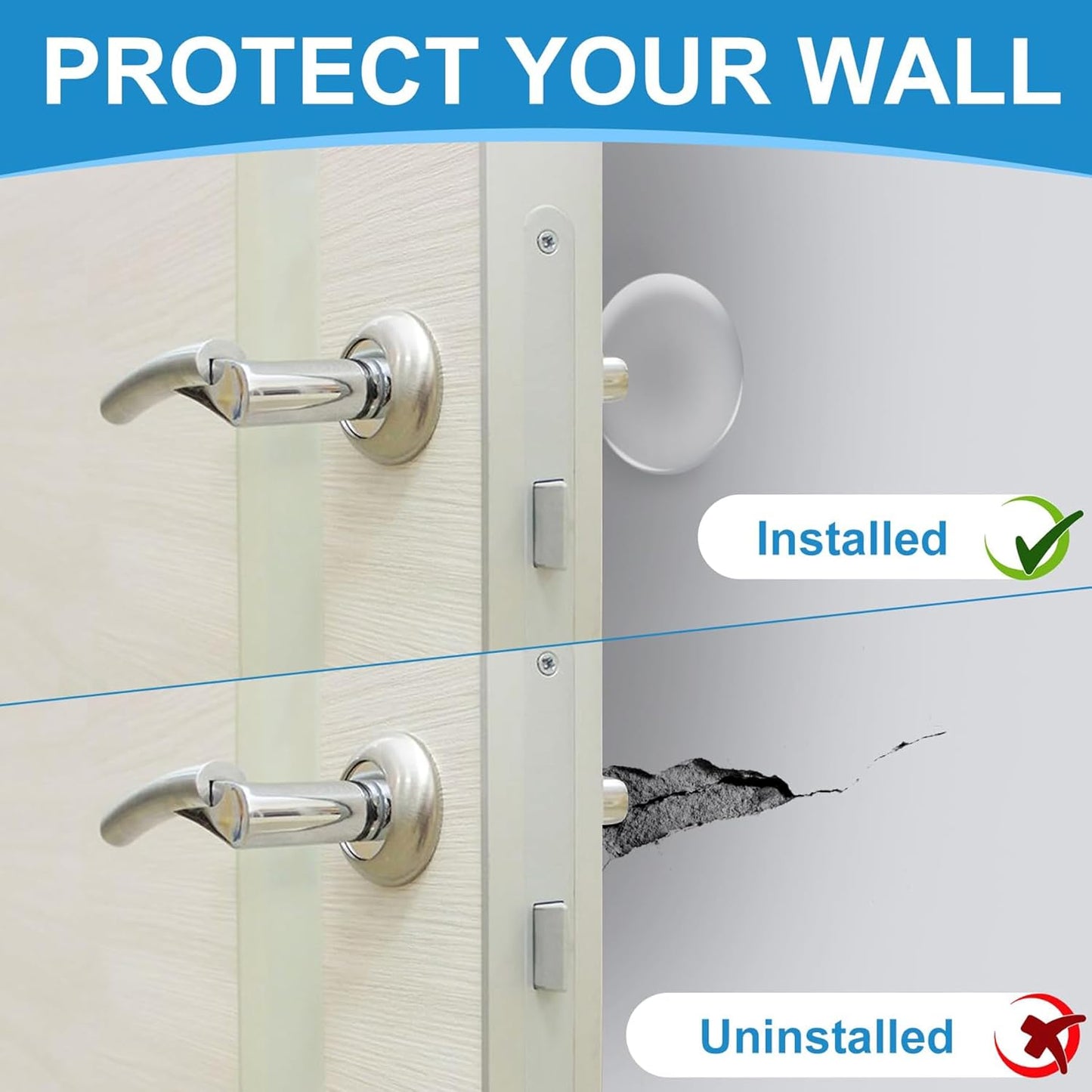 Self-Adhesive Silicone Door Handle Wall Protector (Pack of 6) – Shock Absorbing Bumper Pads for Walls, Furniture & Appliances