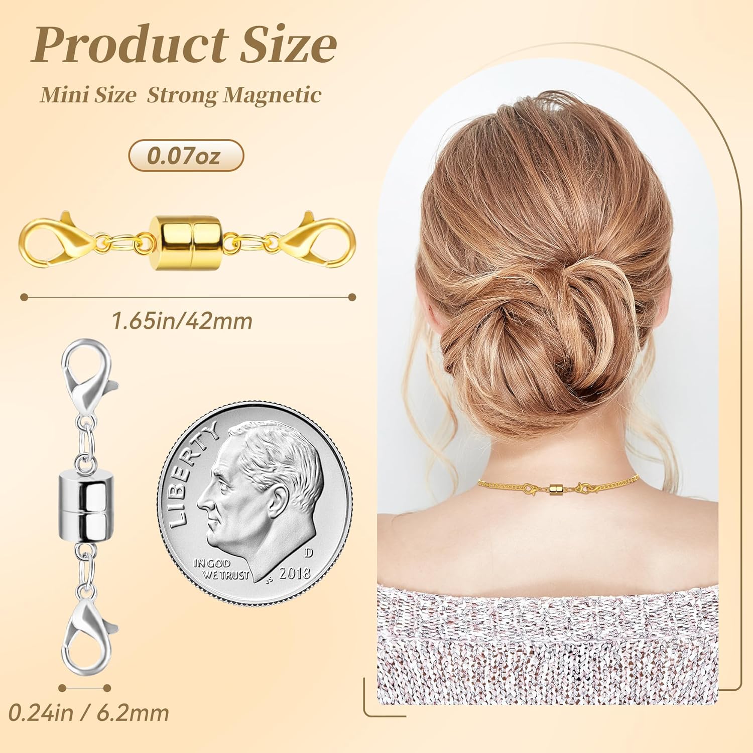 Magnetic Necklace / Bracelet Clasp and Closures with Double Lobster Clasp