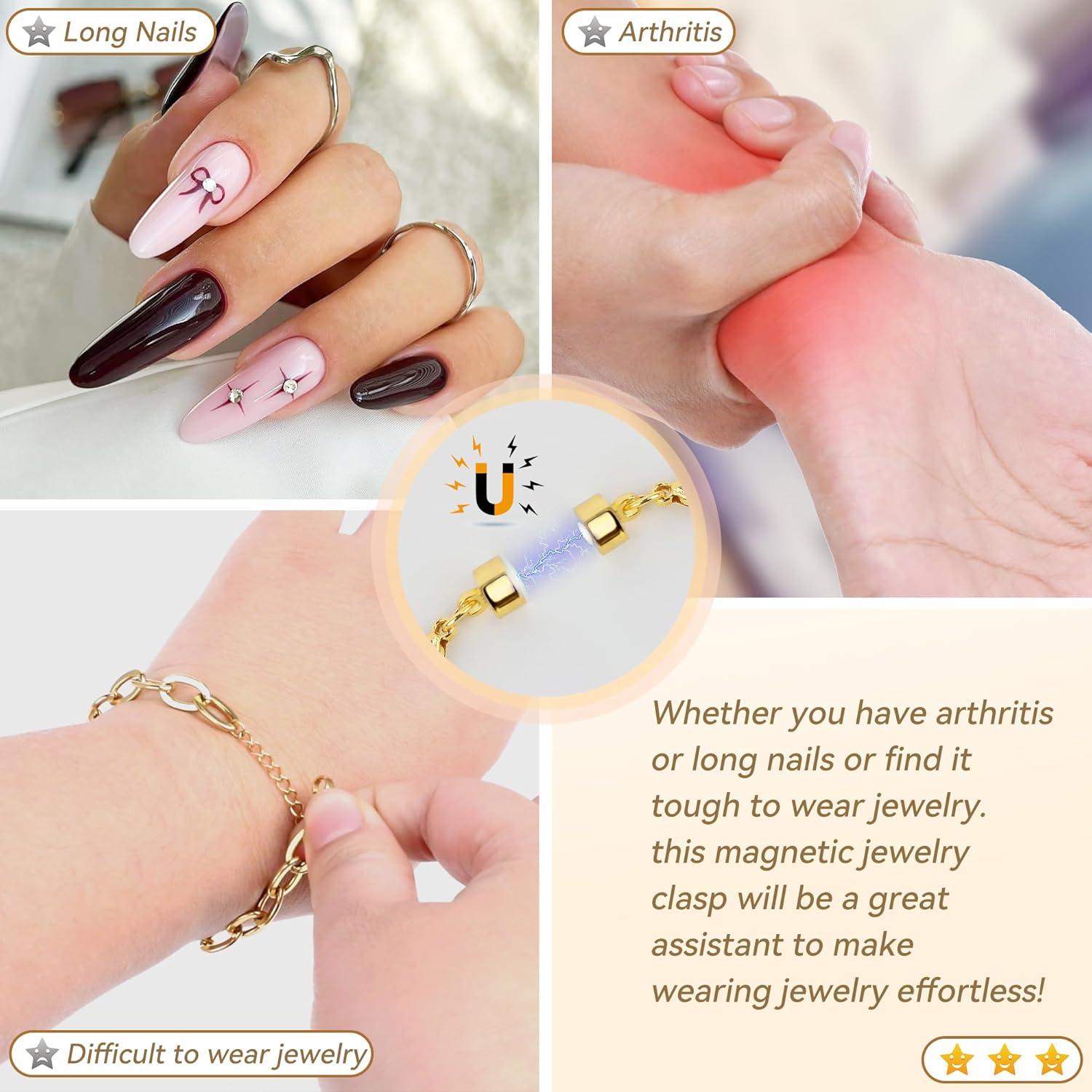 Magnetic Necklace / Bracelet Clasp and Closures with Double Lobster Clasp