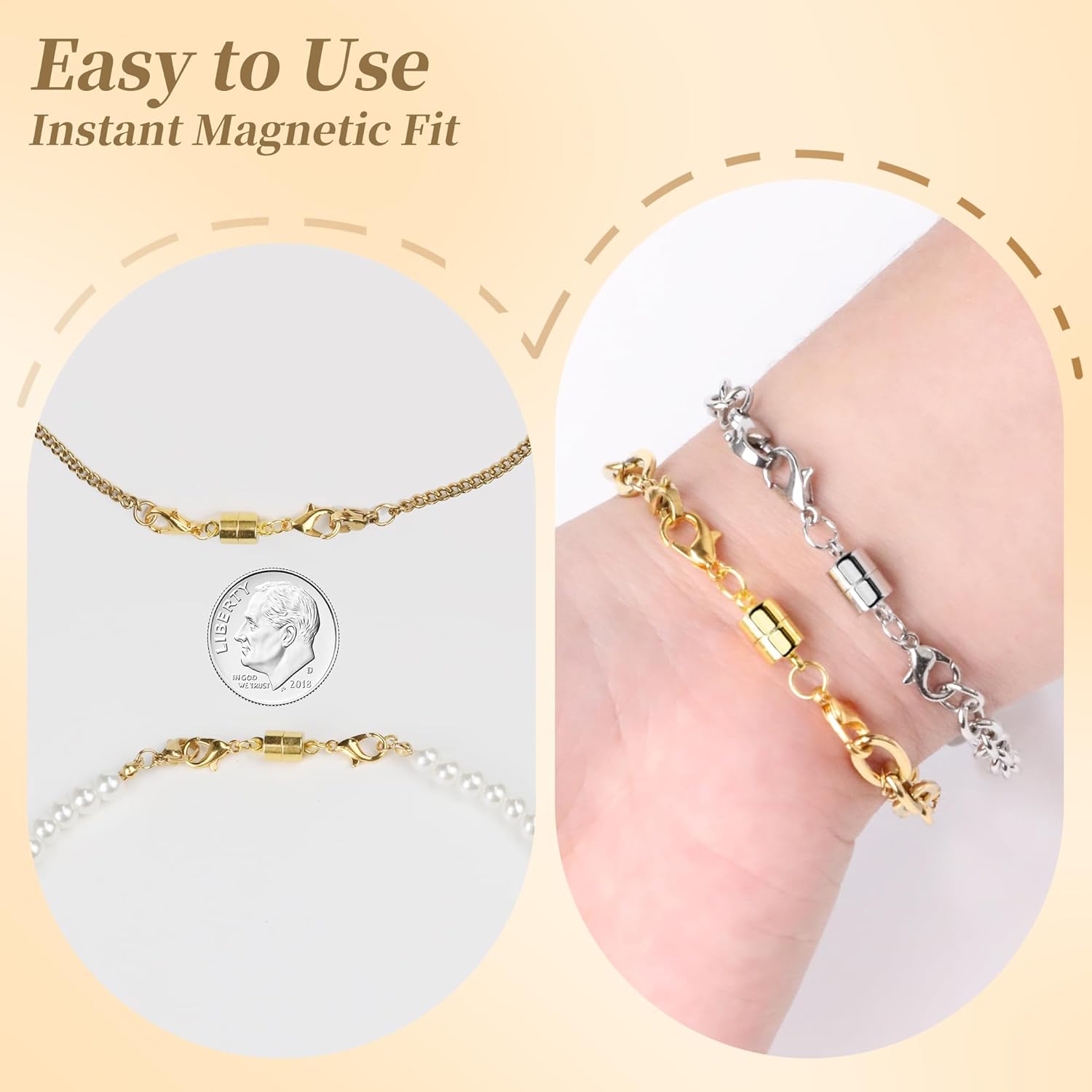 Magnetic Necklace / Bracelet Clasp and Closures with Double Lobster Clasp