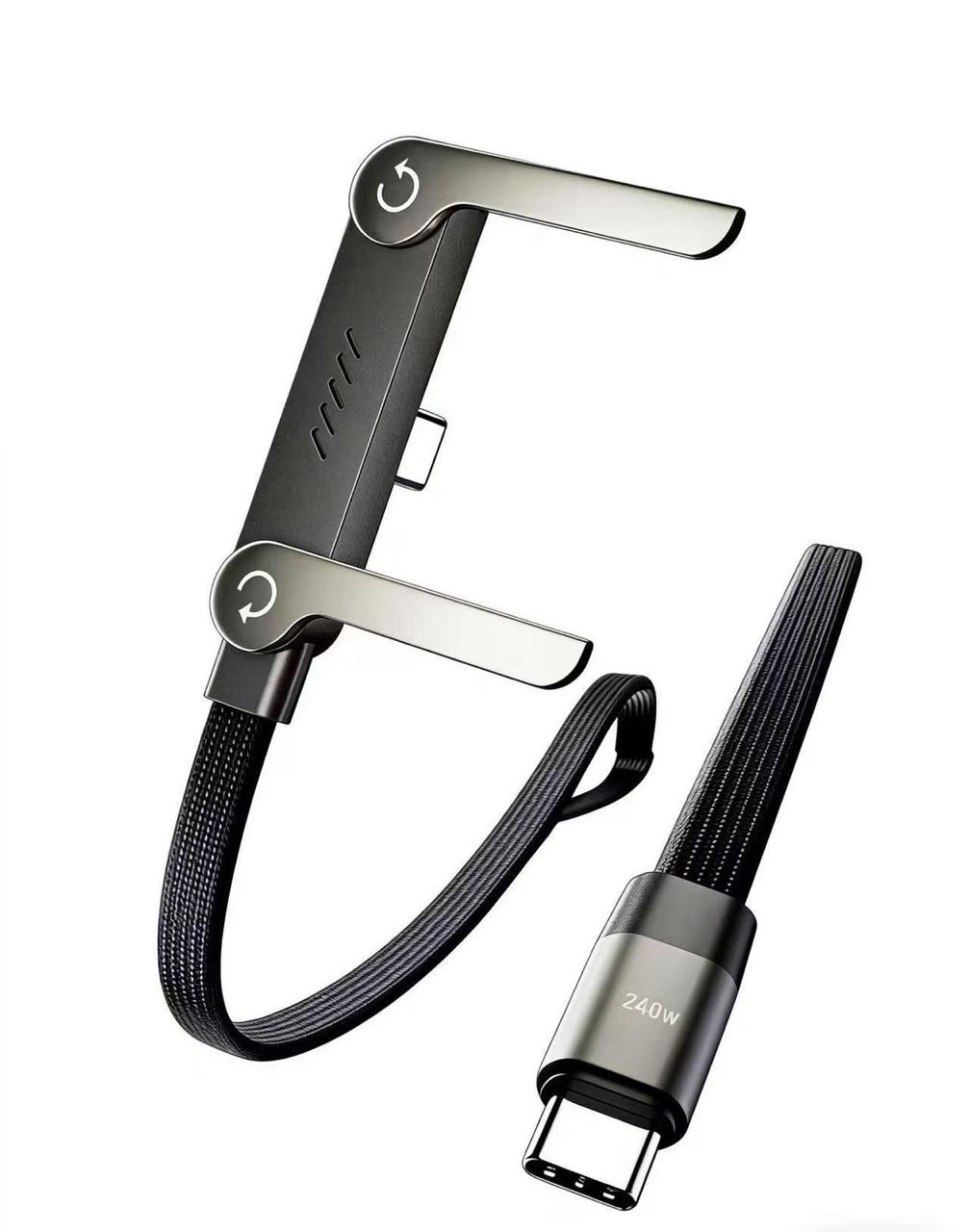 240W 2-in-1 C to C Charging Cable with Phone Stand 1.5m length