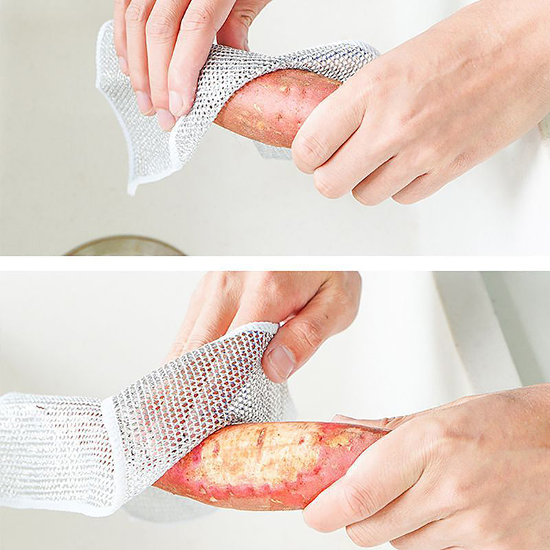 Steel Wire Dish Washing Cloth - Non Scratch & Durable - Kitchen Use