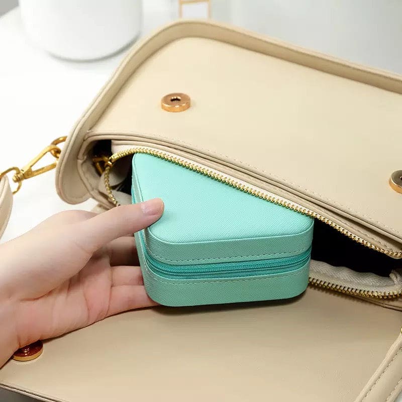 Mini Portable Leather Square Jewellery/Cosmetic Box